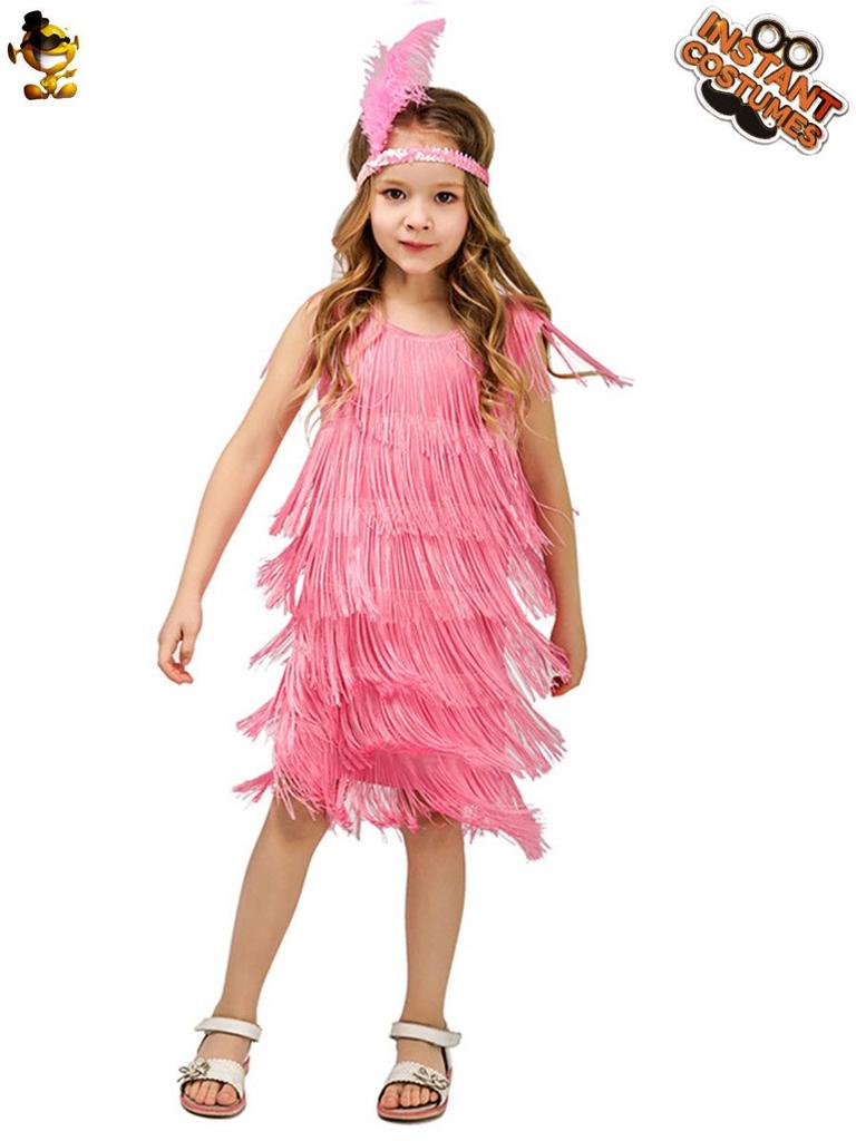Retro Tassel Skirt Costume for Girls' Latin Dance and Party Performances