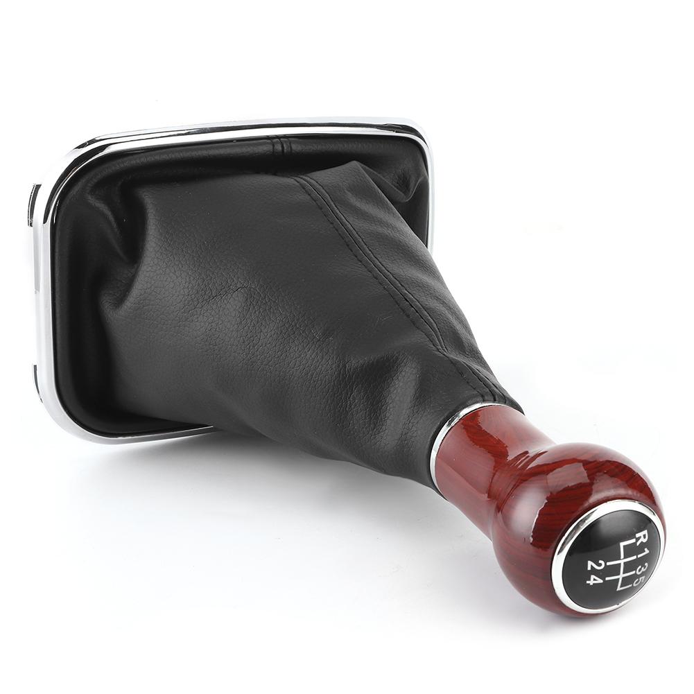 5rychlostní knoflík řadicí páky do auta z broskvového dřeva a PU kůže proti prachu Dover