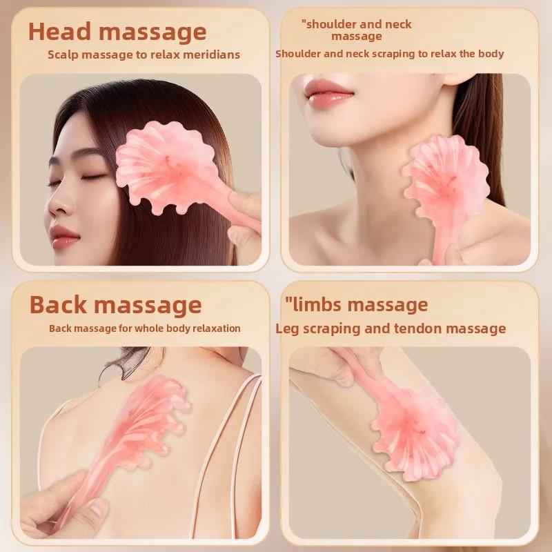 1/3 Stück Multifunktionale tragbare Massagebürste mit langem Griff für Haare, Meridiane, Bauch und Ganzkörper-Breitzahn-Therapiemassage