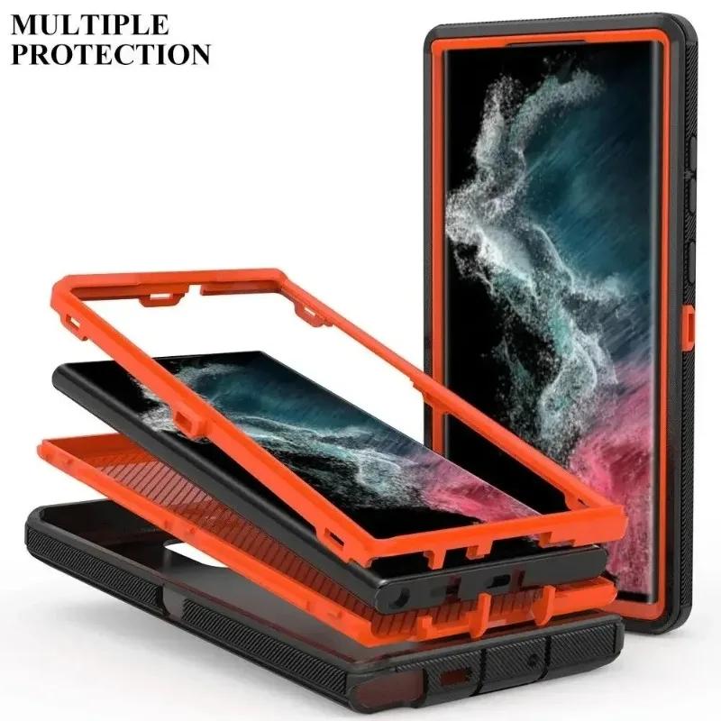 Heavy Duty Defender Series Otther Armor Box Case for Samsung S25 Ultra Plus FE S24 S23 S22 S21 S20 Protect Rugged Cover with Box For Iphone 17 16 Pro