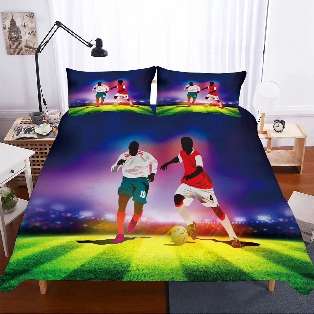 Men Bedclothes Sports Fotbal Bed Cover Sets Comfortable Soft with Soft Fabric Duvet Set Beding Sets Socer 172*218cm 20*230cm Bedsets Young Boys