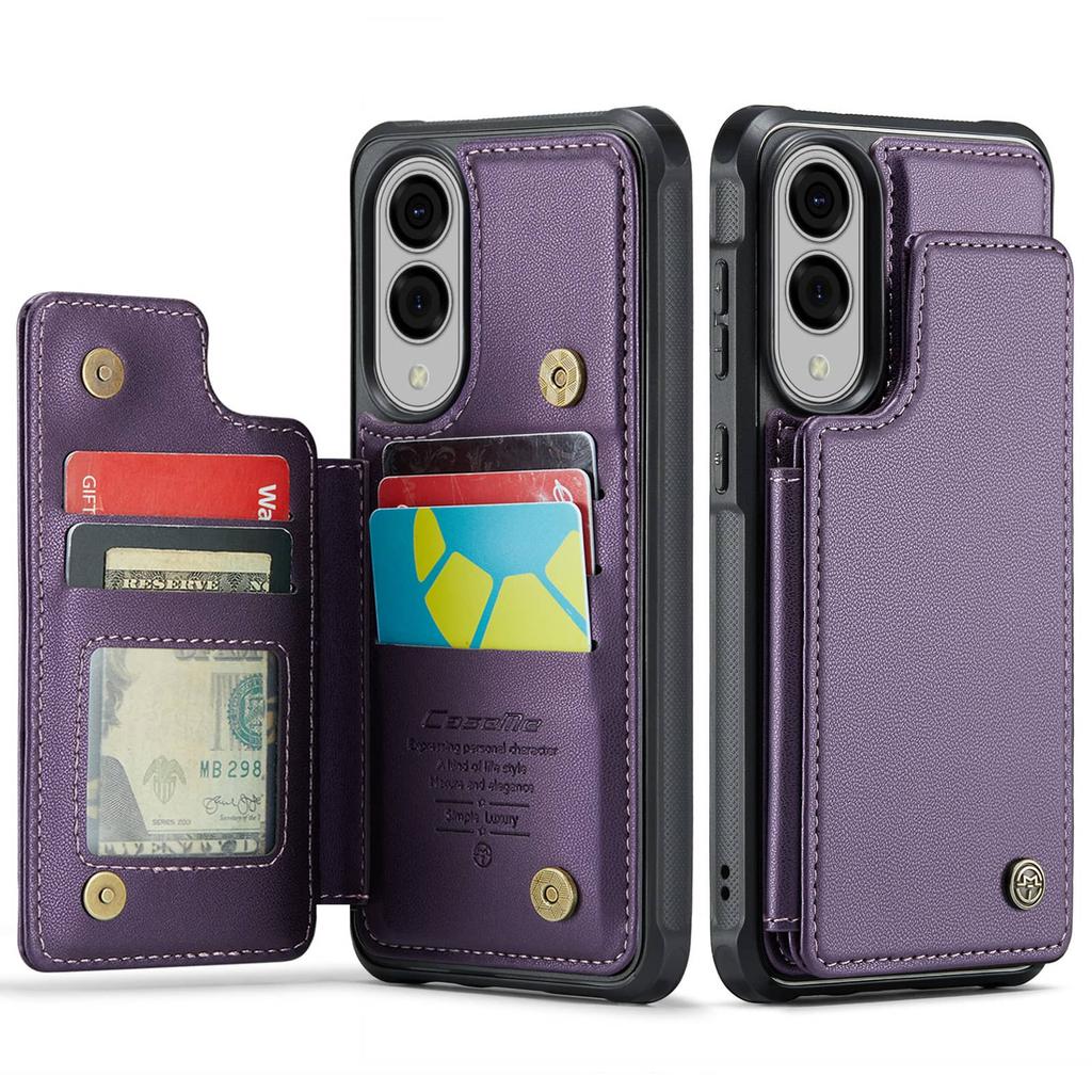 Custodia Edge per Samsung Galaxy S25 con Porta Carte, Custodia Portafoglio con Blocco RFID, Custodia Resistente in Pelle con Cavalletto e Chiusura Magnetica