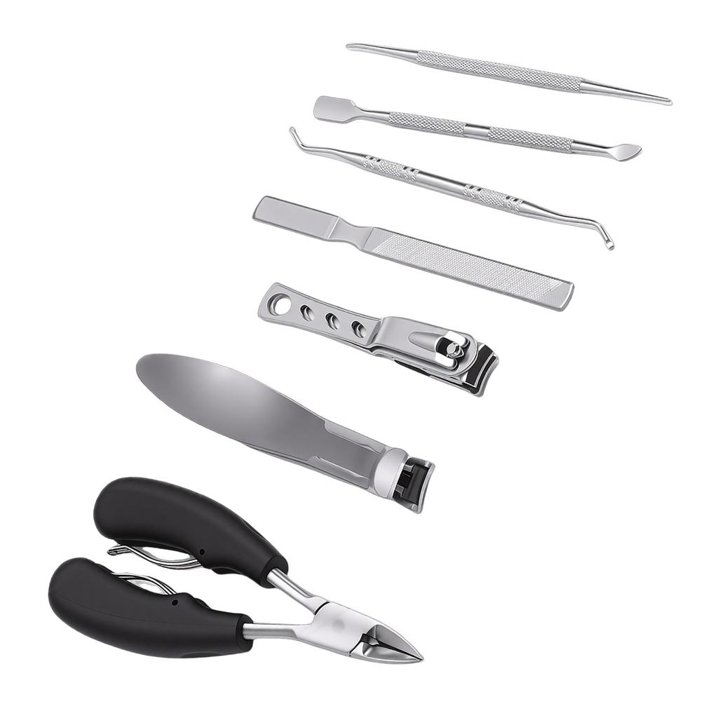 7pcs Toenail Clippers Ergonomic Handle Stainless Steel Nail Clippers Pedicure Tools with Storage Case