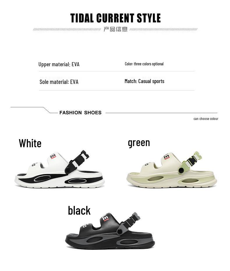 Men's Summer Non-Slip Thick Sole Sport Sandals: Dual-Use Beach/Outdoor Cushioned Slippers, Large Size