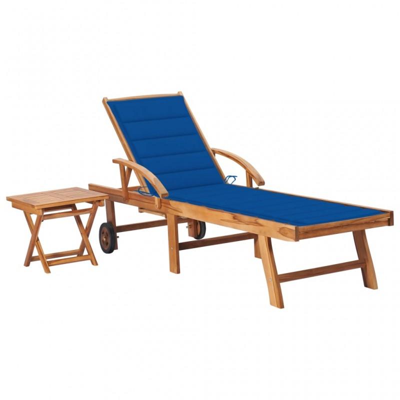 Day and Night - Day and Night Lounger with Table and Solid Teak Wood Cushion