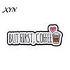 Coffee Lover Brooch Pin, Slogan Design Brooch, Thickened Zinc Alloy Badge, Enamel Paint Stable Buckle Pins for Clothes Hats Backpacks Pin