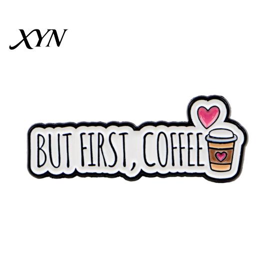 Coffee Lover Brooch Pin, Slogan Design Brooch, Thickened Zinc Alloy Badge, Enamel Paint Stable Buckle Pins for Clothes Hats Backpacks Pin