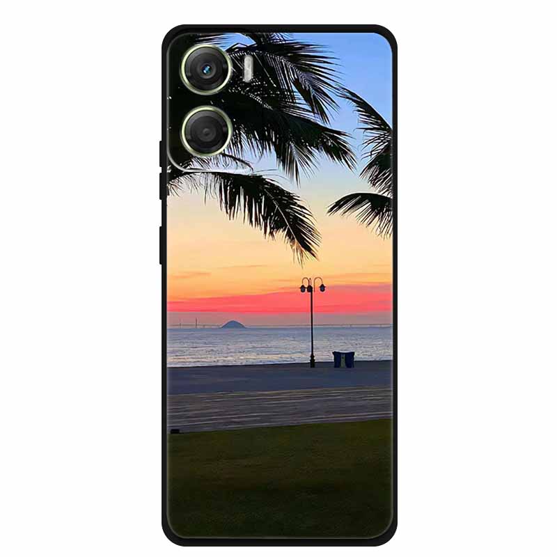 Flowers Case For Motorola Moto G06 G 06 4G Soft Silicone Phone Cover Funda Black TPU Protective Bumper Back Fashion Coque Shell
