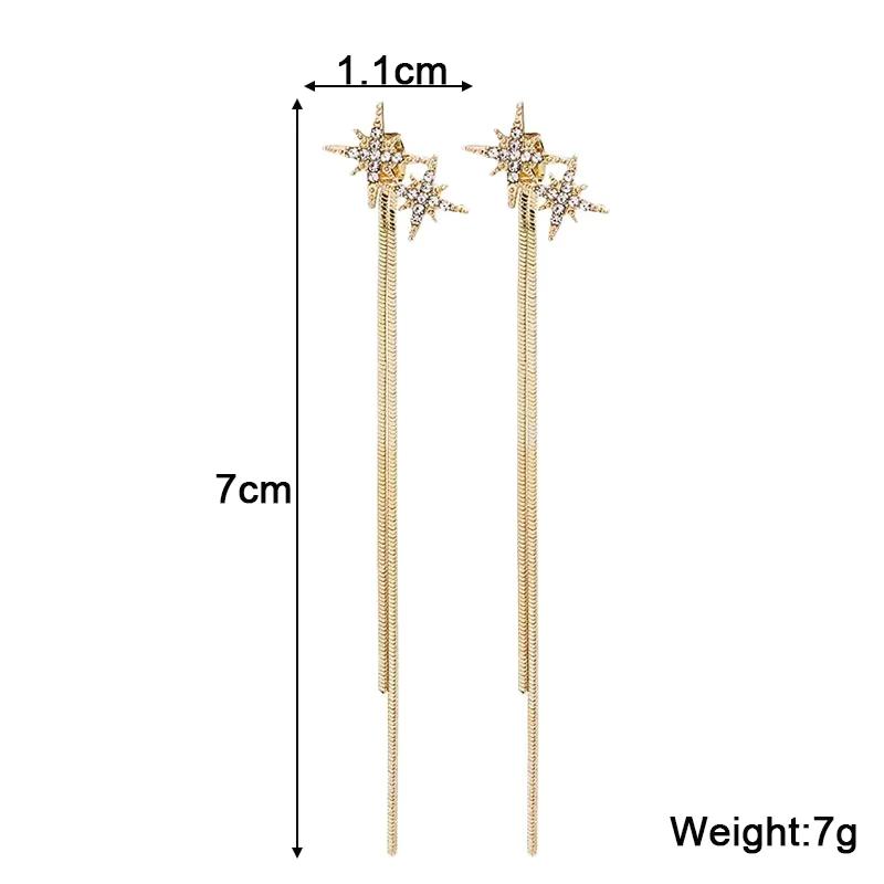 New Crystal Hanging Earrings for Women Korean Fashion Tassel Earrings Gold Color Metal Thread Dangle Earrings for Female