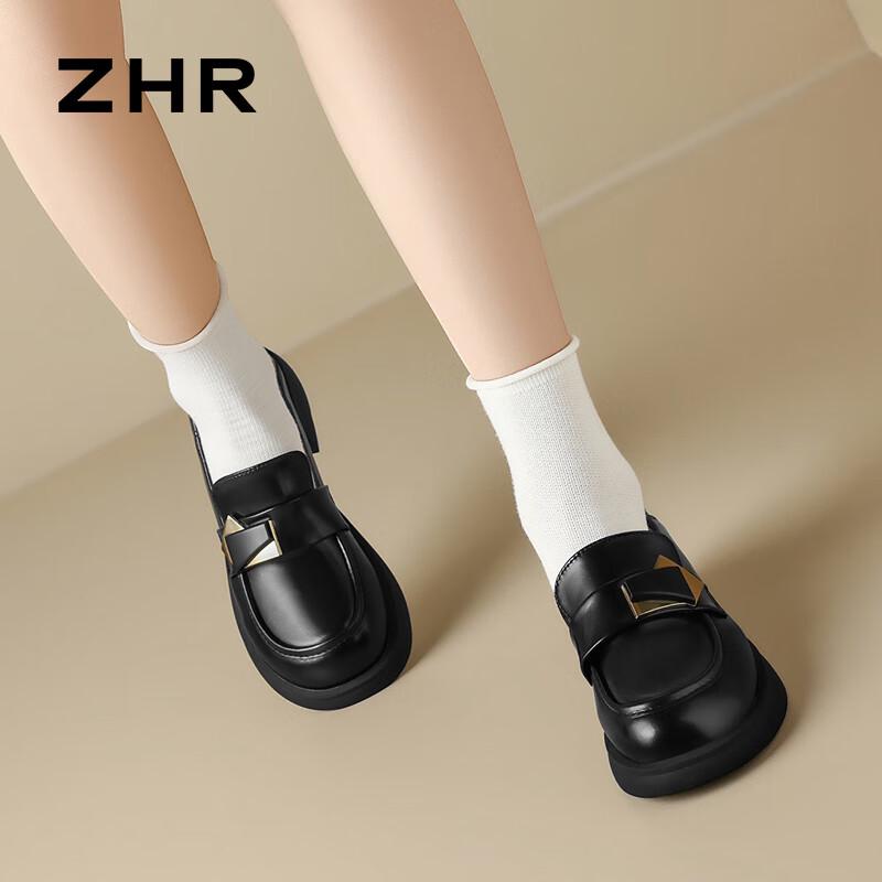 ZHR Women s British Style Platform Loafers 36