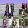 Cozy Women Plaids Cardigan T-shirt With Stylish Lapel Collar For Casual Wear
