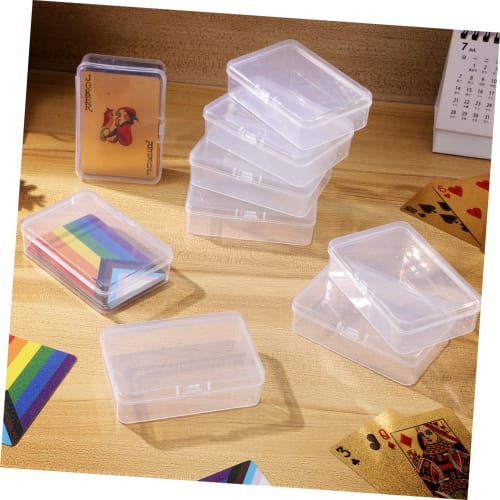 CALLARON Rectangular Playing Card Cases, Set of 12, Durable Plus Clear Storage Boxes for Business Cards, Trading Cards, Sports & Outdoor Use