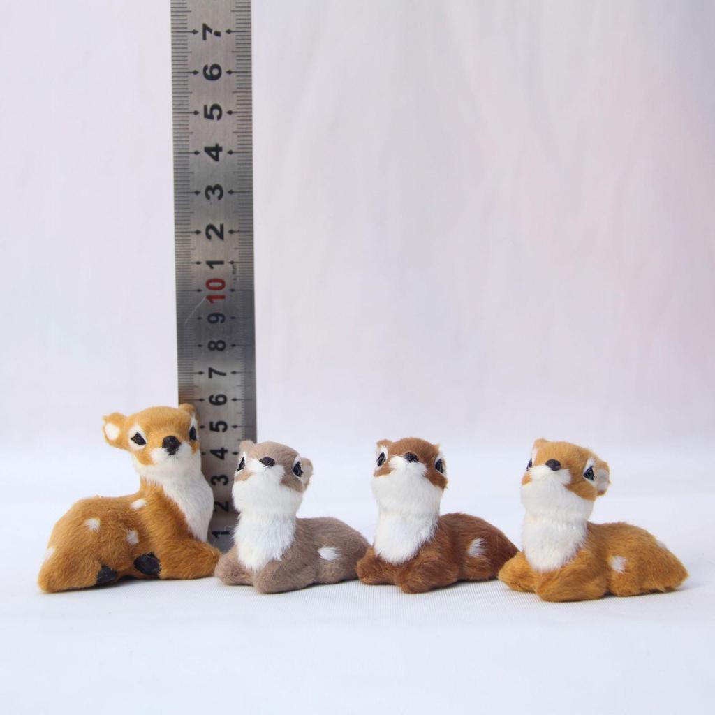 Mini Sika Deer Lying Ornament – Creative Fur Animal Model
