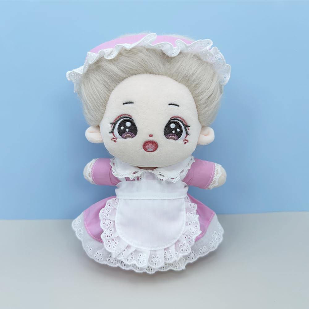 niannyyhouse 15cm 20cm Plush Doll Clothes, Headwear, Apron, Dress, Maid Costume, Cotton Doll Dress-Up (Black 15cm)