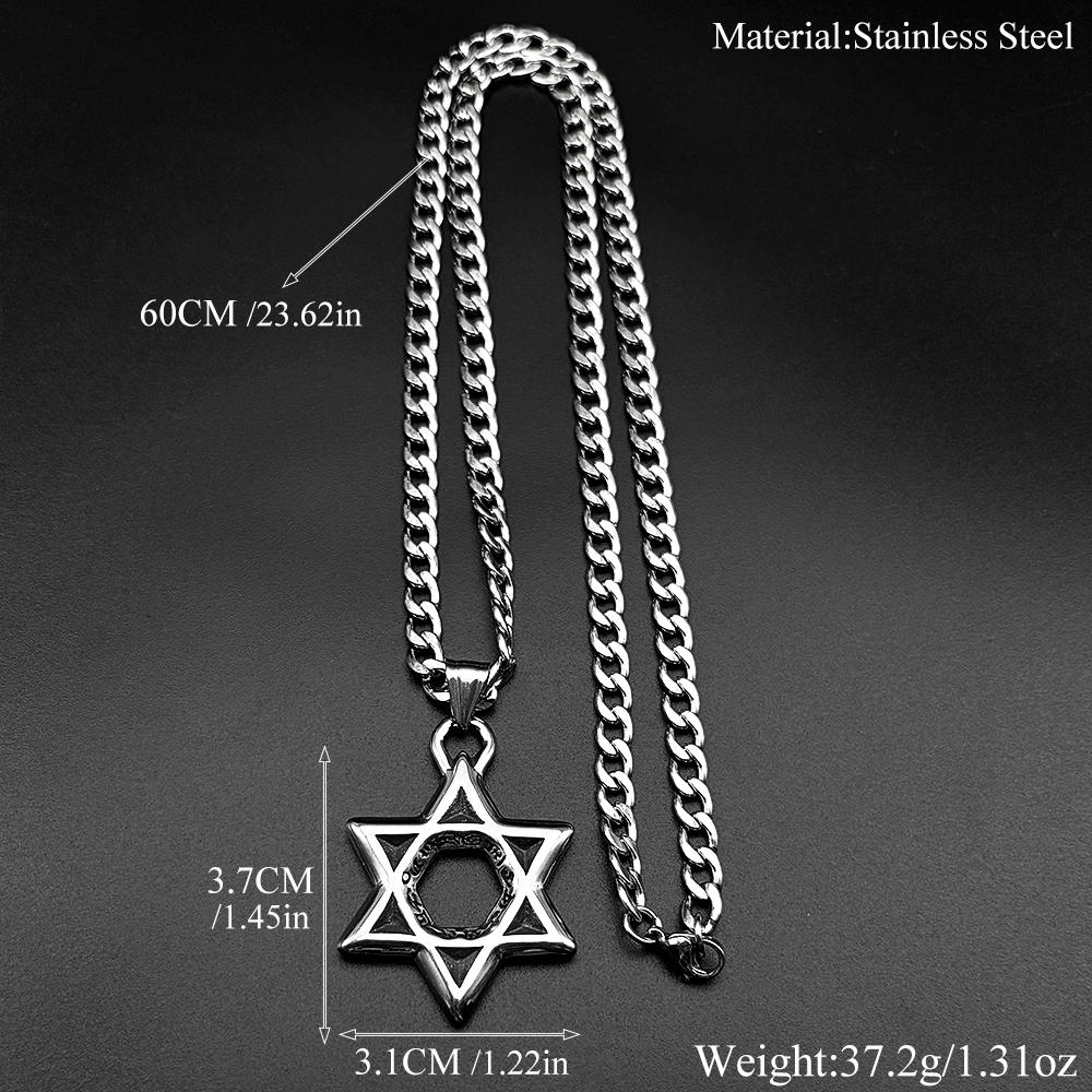 Israel Hexagram Je Davidstern Anhänger Halskette für Damen Herren Edelstahl Silber Farbe Magen David Kette Schmuck Geschenk