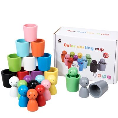 Montessori Holzspielzeug Farbe Kognitive Klassifikation Becher Zuordnen Sortieren Training Frühe Bildung Lernen Lernspielzeug