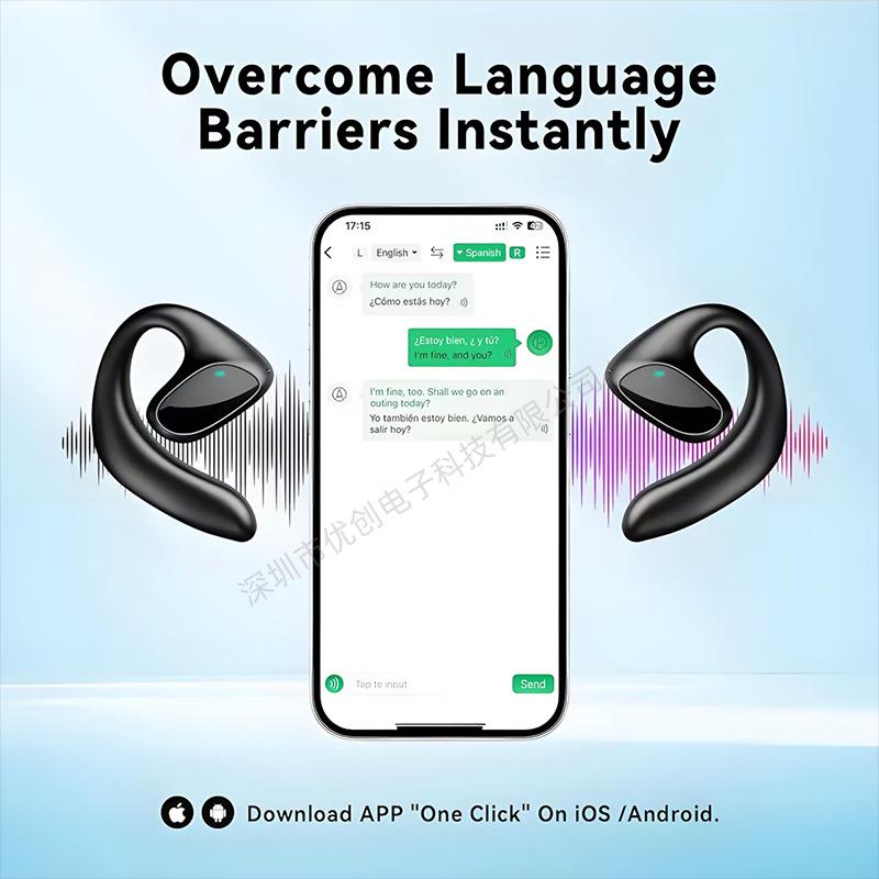 AI Translation Bluetooth Earphones with Long Battery Life, Active Noise Cancellation, Ultra-long Standby, and Permanent Free Translation