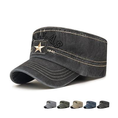 Spring and Autumn New Patch Three-Dimensional Embroidery Flat Cap Washed Cotton Fabric Sweat Absorbent and Breathable Hat