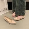 5 Cm Inner Height Increase, Rivets, Light Mouth, Nude Color, Pointed End, Soft Patent Leather, French Temperament, Single Shoes, Commuting To Work