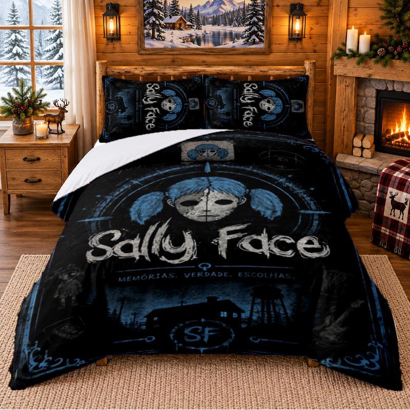 Sally Face Pattern Bedding 3Pcs Set Bed Sheet And Pillowcases For Indoor Bedroom