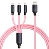 High Quality 1.2m Silicone USB Braid Shielding Universal 2-in-3 Multiple Interfaces 3A Fast Charging for Mobile Phones Metal