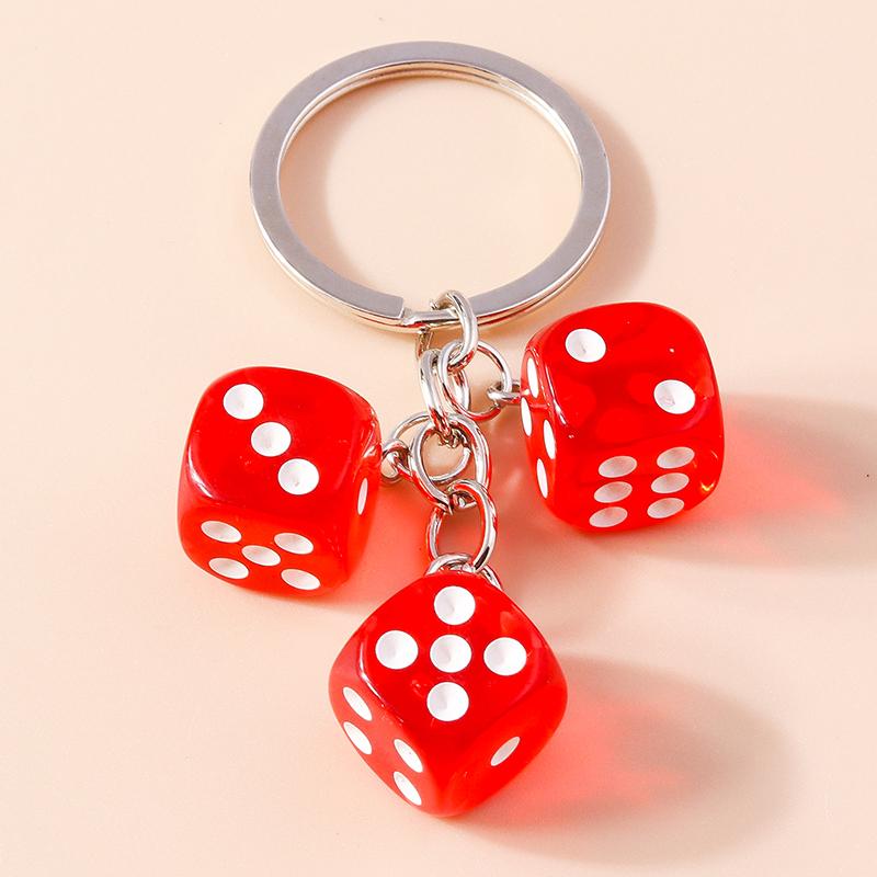 Cuet Resin Geometric Dice Keychain Keyring Pendants for Women Men Car Key Holder Handbag Pendants Charms DIY Jewelry Gifts