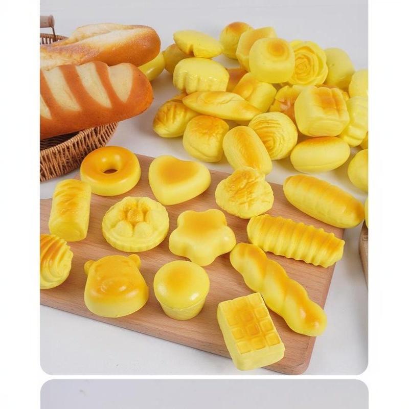 Stretch Squeezing Simulation Bread Squeeze Toy Fake Food Model Simulated Food Breakfast Squeeze Sensory Toys Toast Cake Elastic