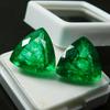 Natural COLOMBIAN Emerald Trillion Cut 17.58 Ct CERTIFIED Green Pair Gemstone