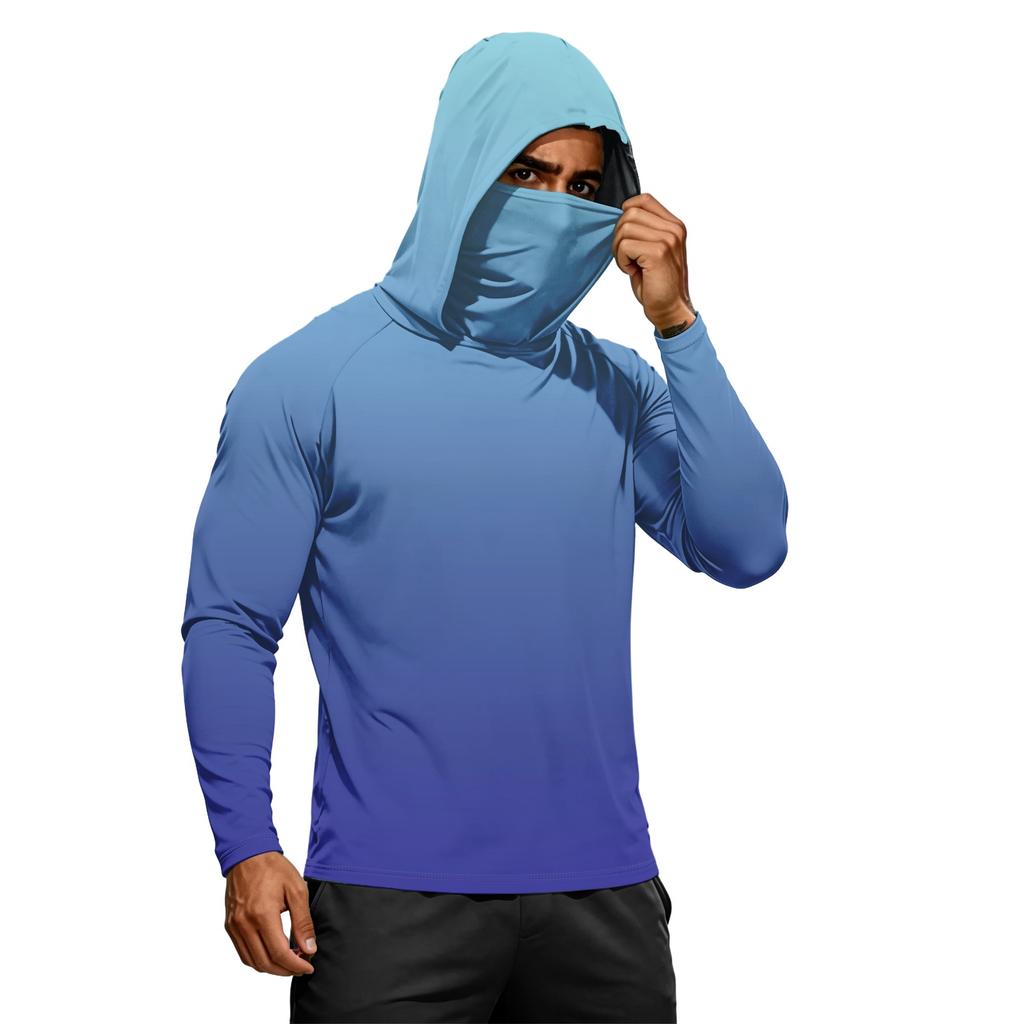 Herren Sommer Langarm Hoodie UPF50+ Sonnenschutz Schnelltrocknend Fitness Sportshirt Leicht Atmungsaktiv Outdoor Activewear