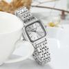 Women's Trendy Square Dial Quartz Watch with Simple Scale and Steel Band