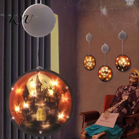 Indoor Holiday Atmosphere Lamp Halloween Window Decor Light, Battery Powered Ghost Pumpkin Fairy Portable Operated Light String Lantern for