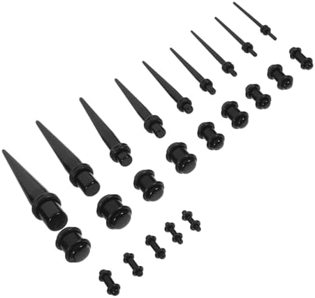DEARMAMY 23Pcs Acrylic Ear Stretching Kit Black Taper Plugs and Tunnels Gauges 3mm-20mm for Women Men