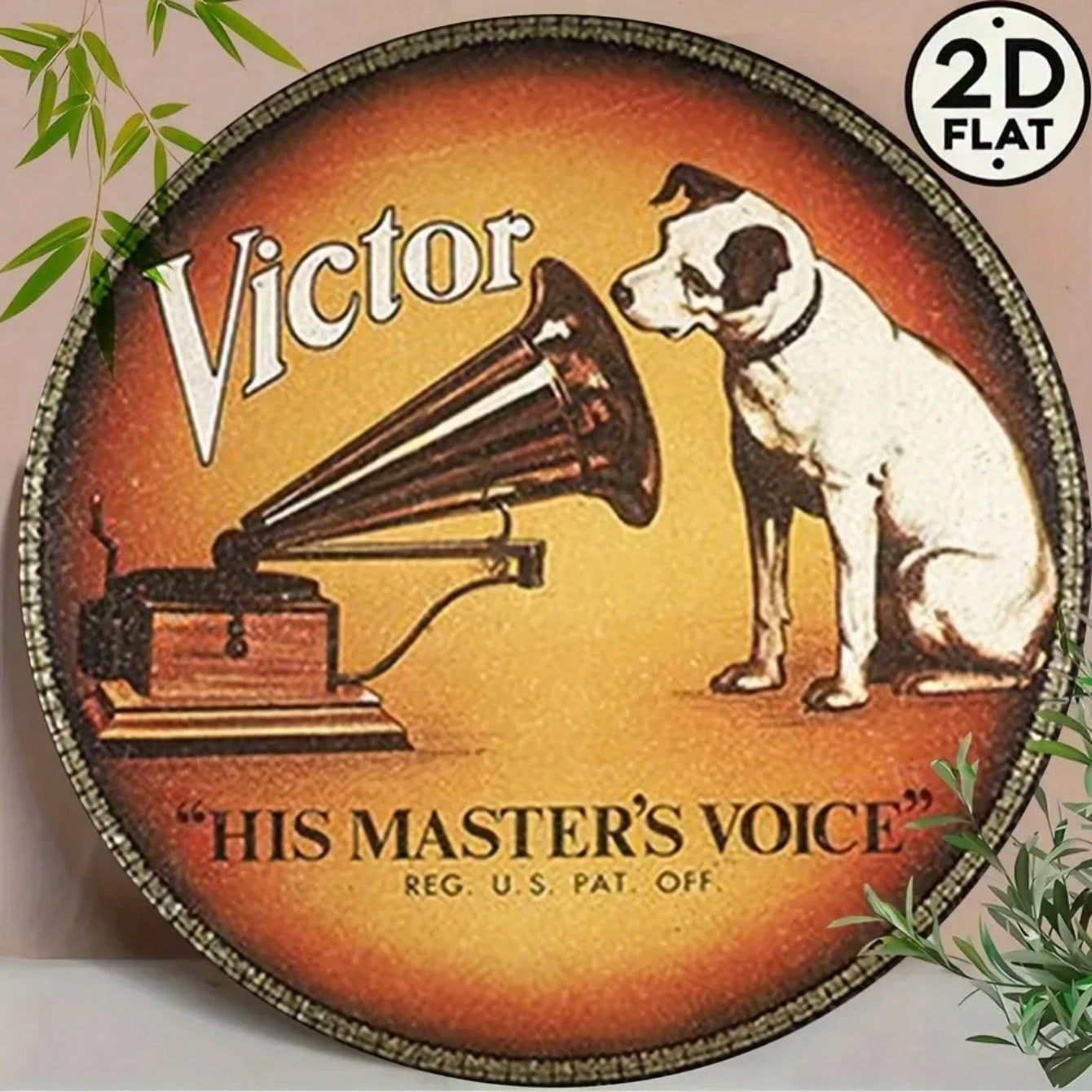Vintage HMV Phonograph Dog Metal Tin Sign 2D Art Wall Decor TYA4675-20x20cm разноцветный