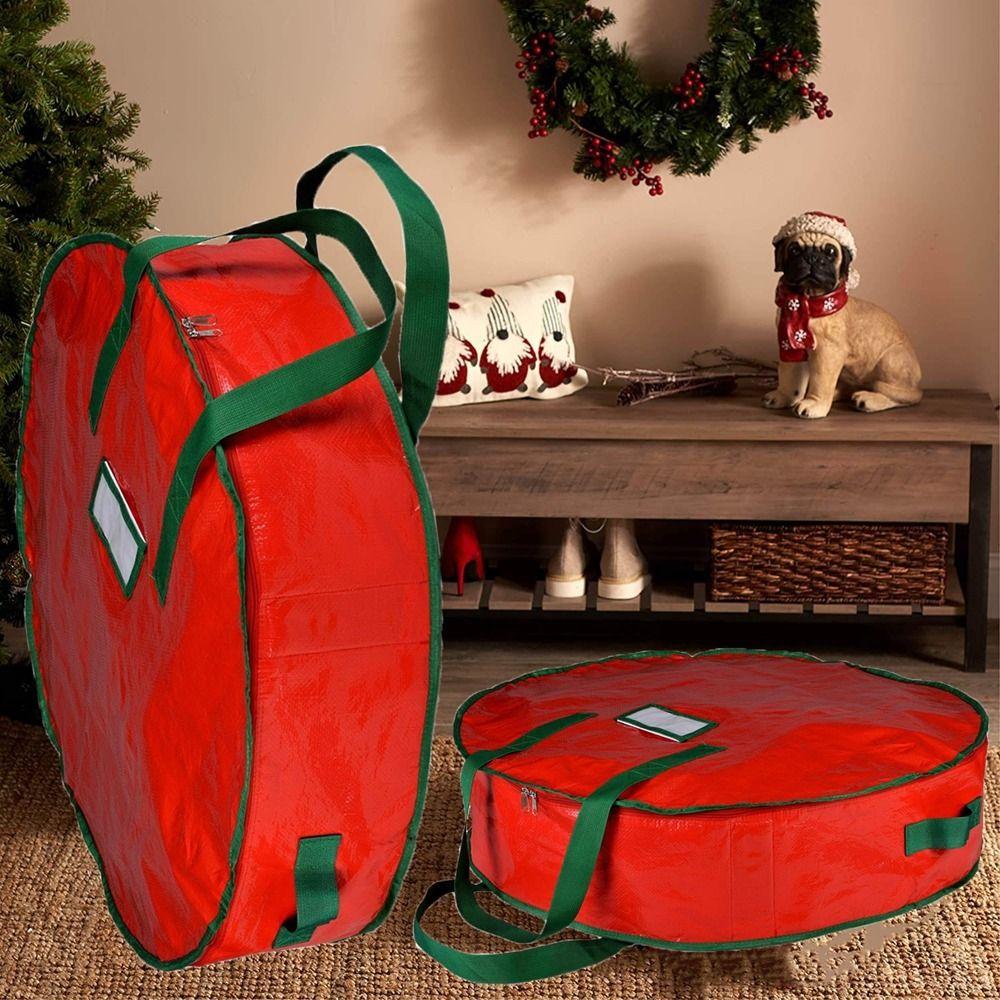 Oxford Cloth Garlands Storage Bag Red Holiday Wreath Storage Container Wreath Storage Bag for Home