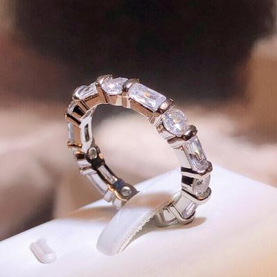Simple Elegant Interwoven Geometric White Zircon Ring Wedding Ring Party Birthday Engagement Jewelry Gift Women's Fashion Jewelry