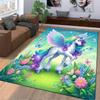 Unicorn Rainbow Wings Carpet with Butterflies and Floral Design Suitable for use as an anti-slip for living room bedroom sofas