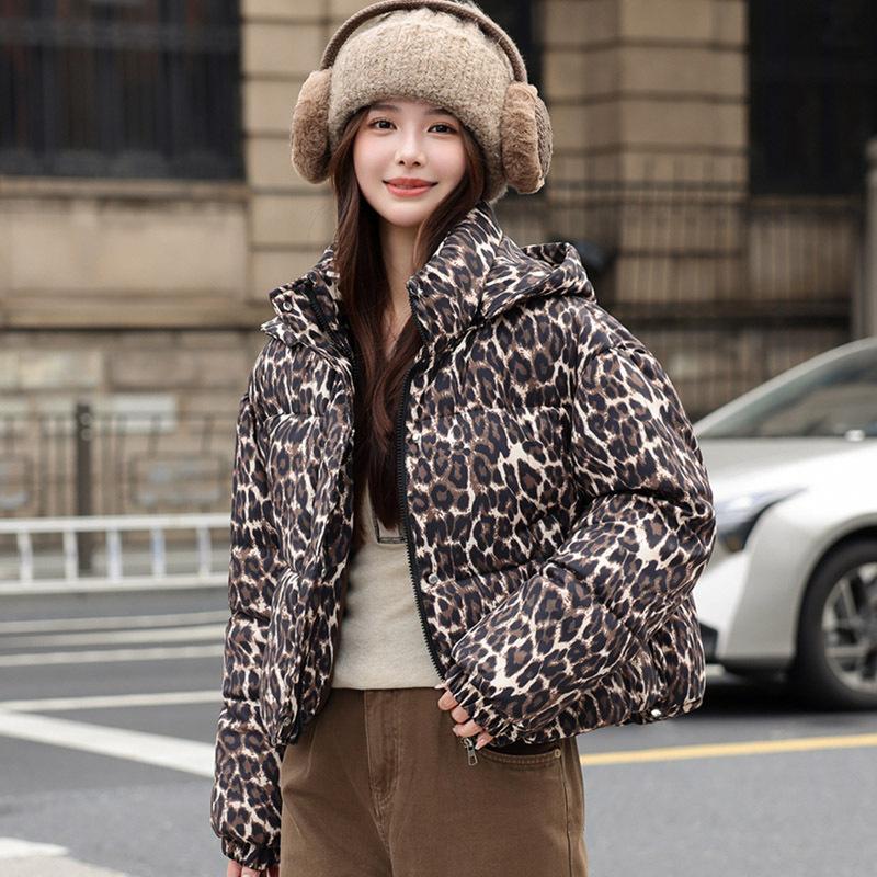 Retro Leopard Print Hat Removable Original Style New Simple Coat Cotton Clothes