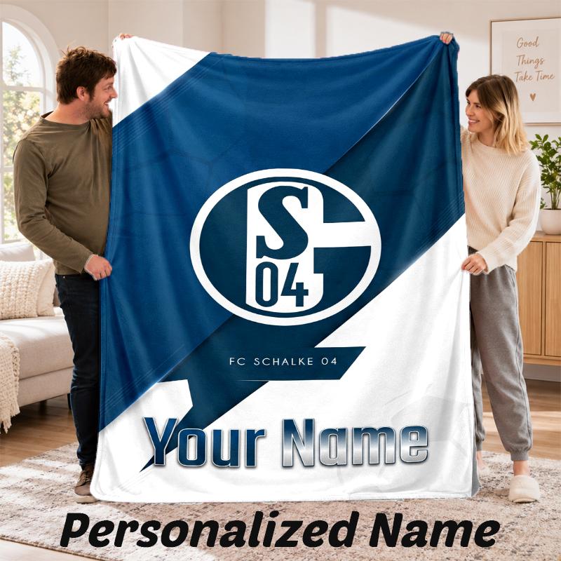 Schalke 04 FC Personalized Flannel Blanket Custom Name Text Soft Throw Blanket Home Decor
