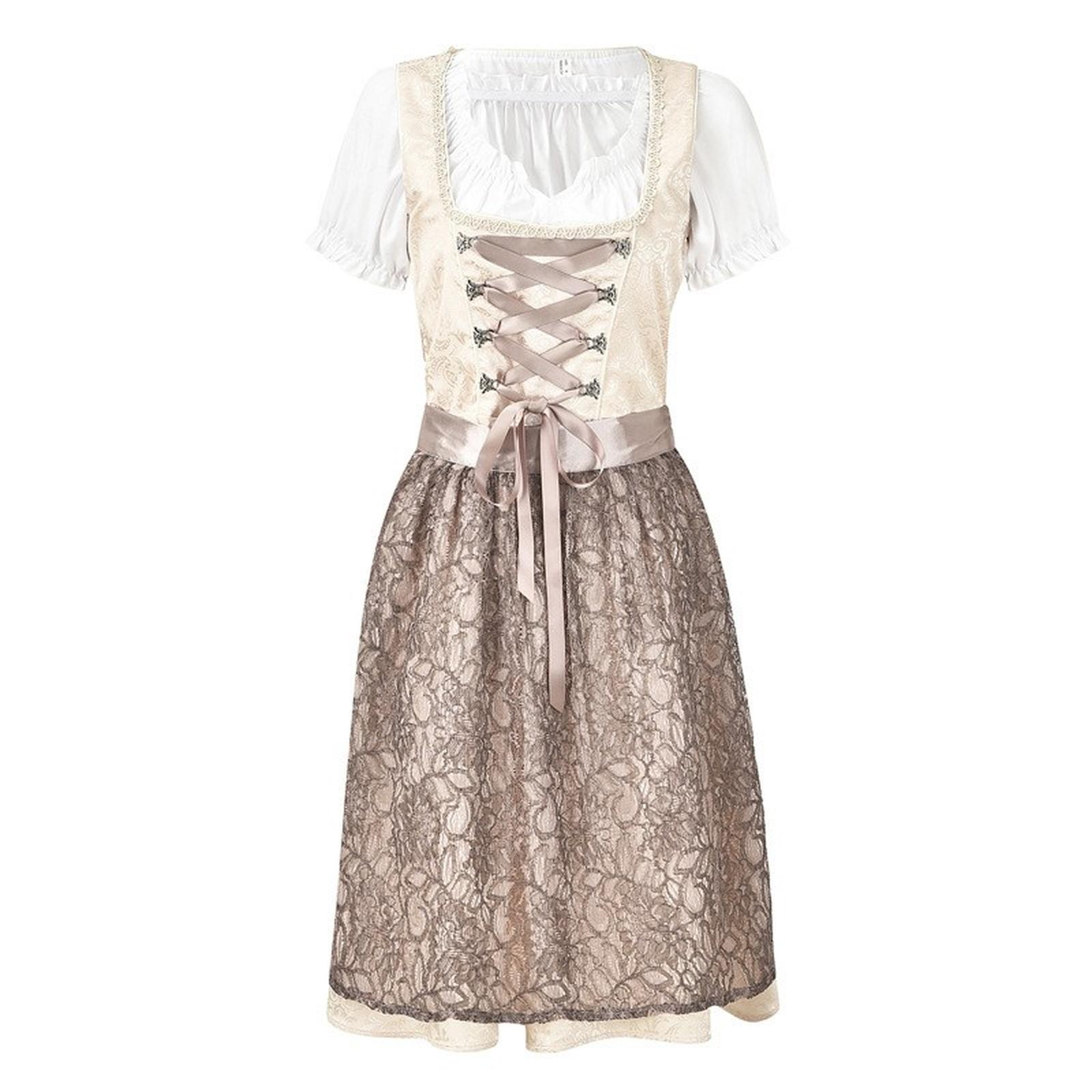 

Костюм для пивного фестиваля Баварский женский костюм для выступлений Платье с квадратным вырезом и цветочным принтом L бежевый