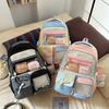 Schoolbag new high-value college style fresh and sweet backpack junior high school students contrasting color splicing bar pain bag backpack