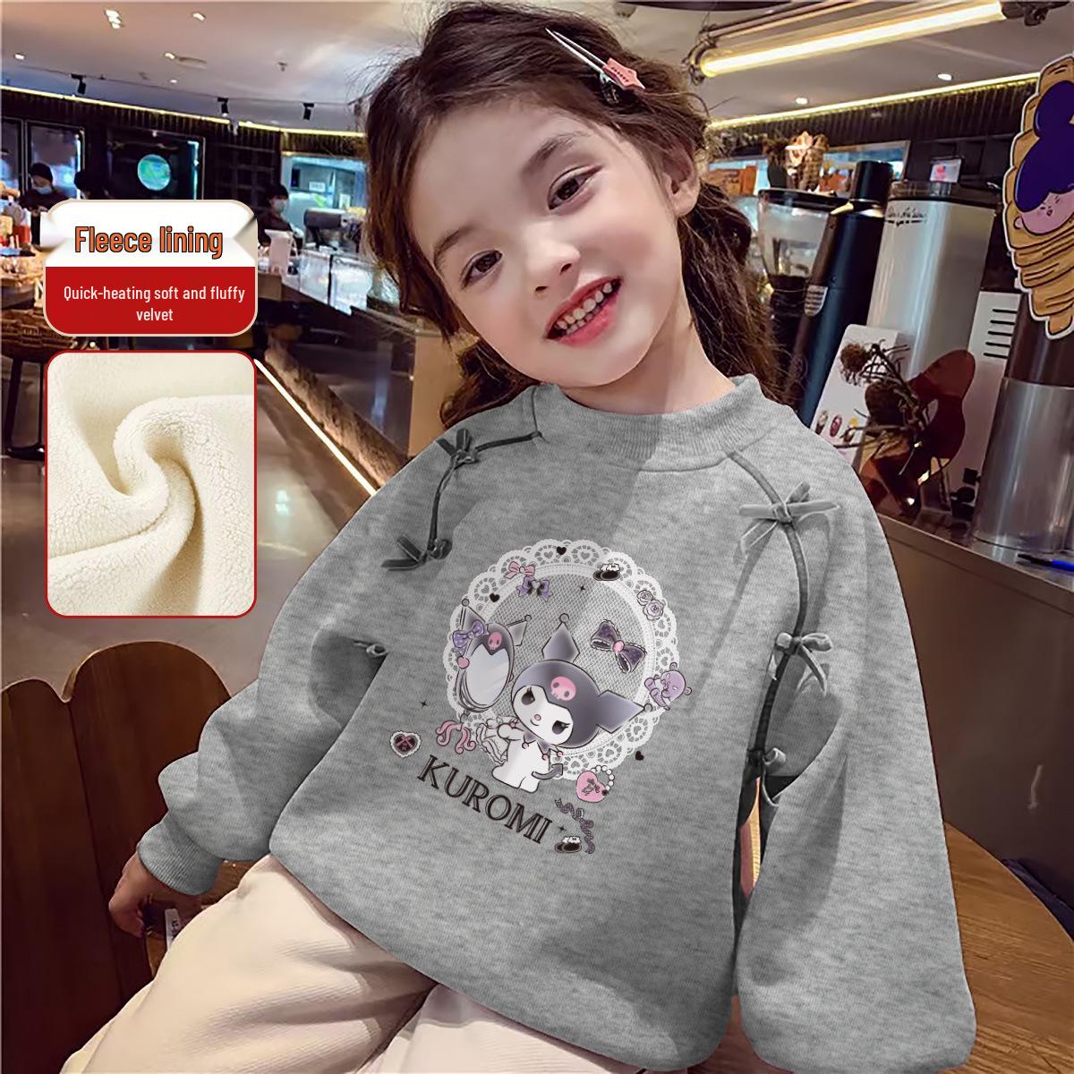 

Hello Kitty and Kuromi Joint Edition Girls Fleece-Lined Sweatshirt 2025. 150 сірий колір