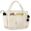 ZIP CORPORATION Canvas Tote Bag, Large Capacity, Solid Cotton Canvas, Convenient Storage, Multiple Pockets, Top Zipper Closure, Ivory, Approx. W54 X