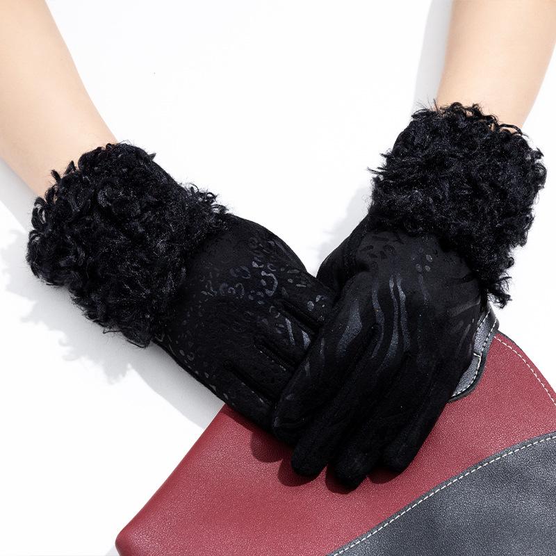 Women's Gloves Winter Cycling and Driving Anti-slip and Warm Finger Gloves  Touch Screen Outdoor Sports Wool Gloves