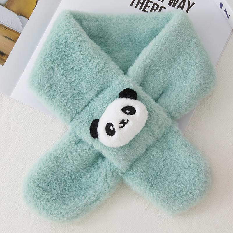 2025 Kids' Soft Thick Cartoon Bear Scarf - Warm Plush Neck Warmer for Autumn & Winter