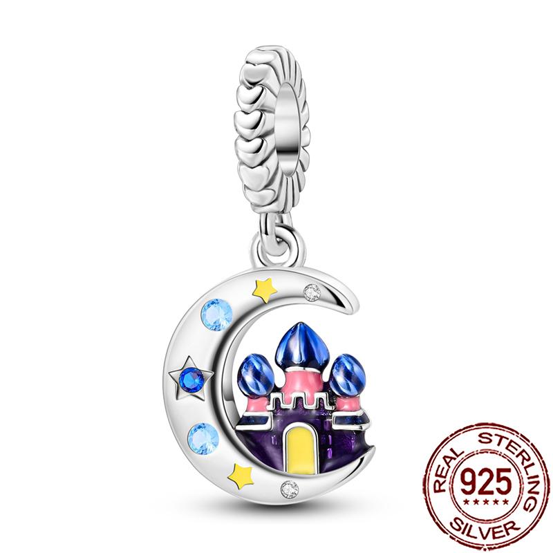 Charms Copper Moon Star Night Sky Galaxy Celestial Dangle Beads Fit Snake Chain Bracelet Necklace Women Diy Jewelry