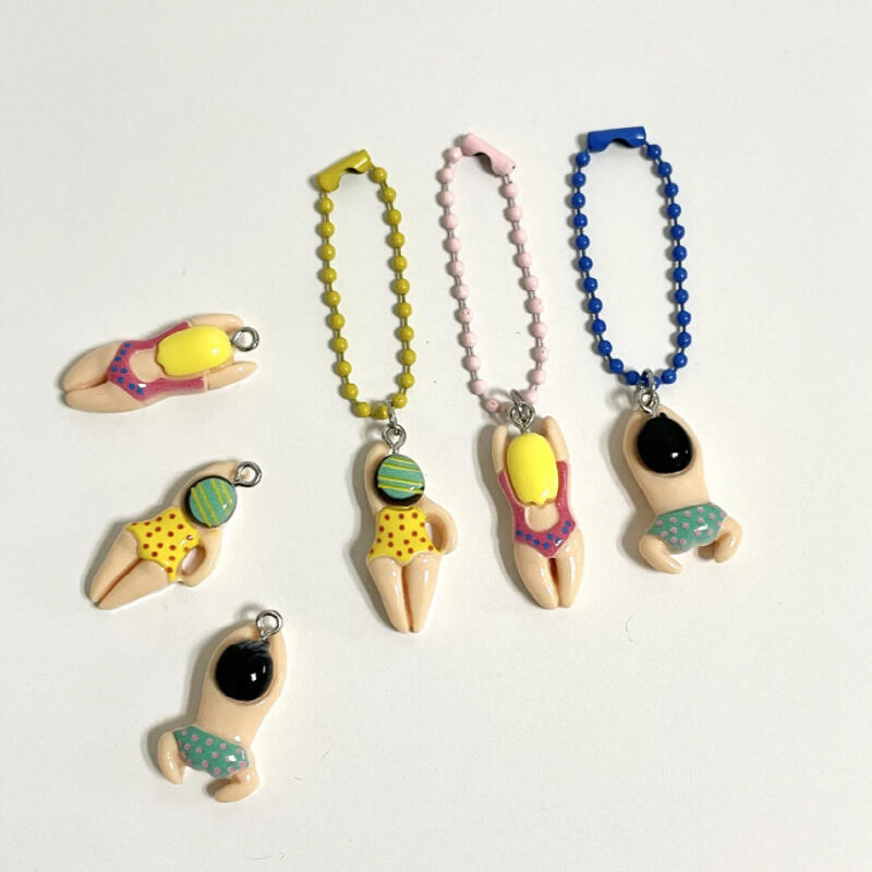 Swimming Keychain Pool Bag Decoration Accessories Peanut Keychain Key