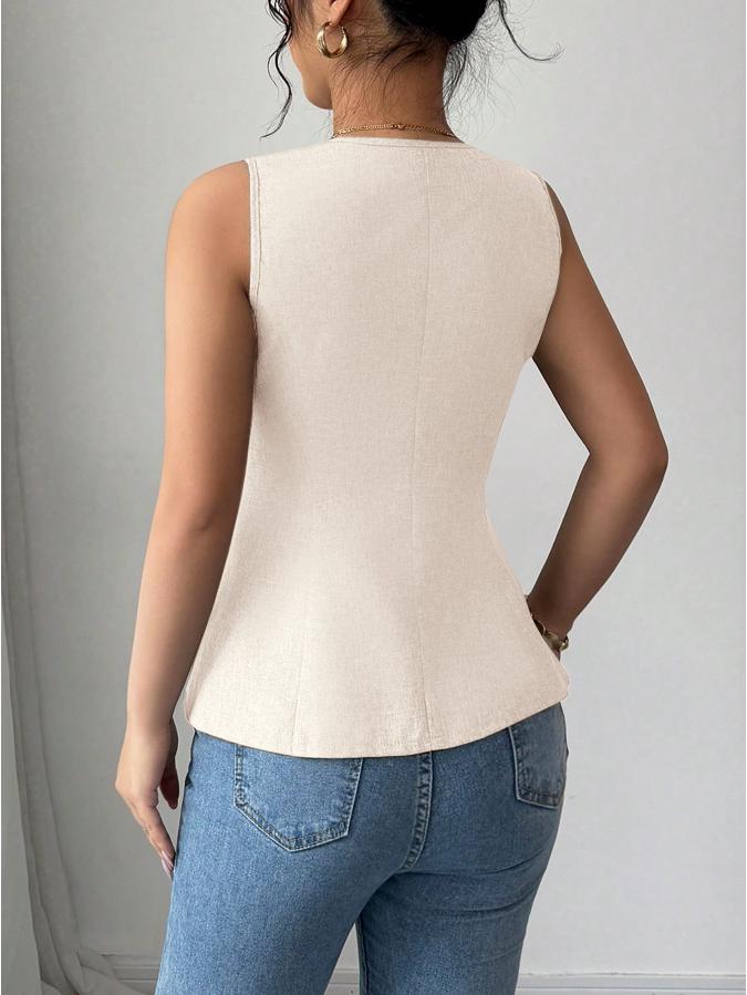 2025 Summer Rose Button Sleeveless Slimming Vest – Elegant Commute Style