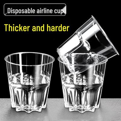 [100-Pack] Thick Disposable Airline Octagonal Cups – High-Temp Resistant, Food-Grade PS Plastic