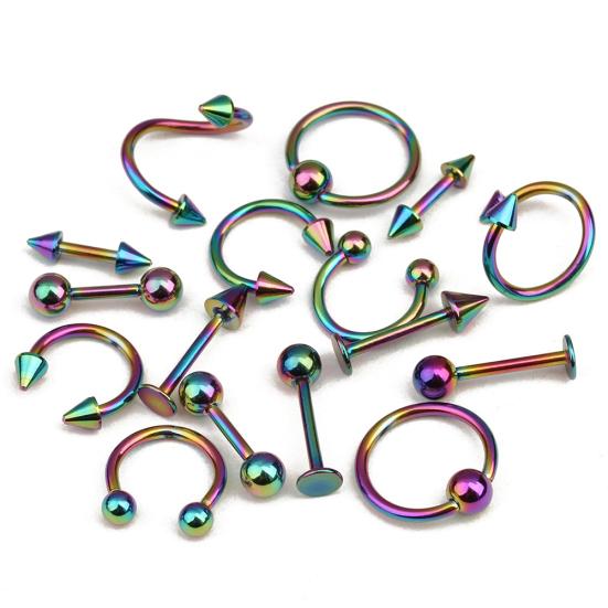 16 peças lábio nariz sobrancelha pino barriga língua anéis ferramenta piercing corporal joia presente