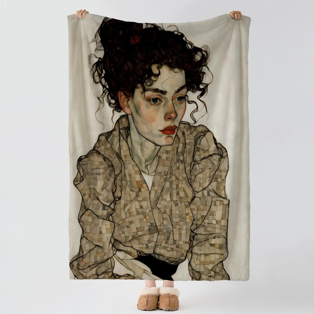artist E-Egon Schiele-e Throw Thick Comfort Flannel Quilt, Multi-scene Use Indoor Outdoor Daily Nap